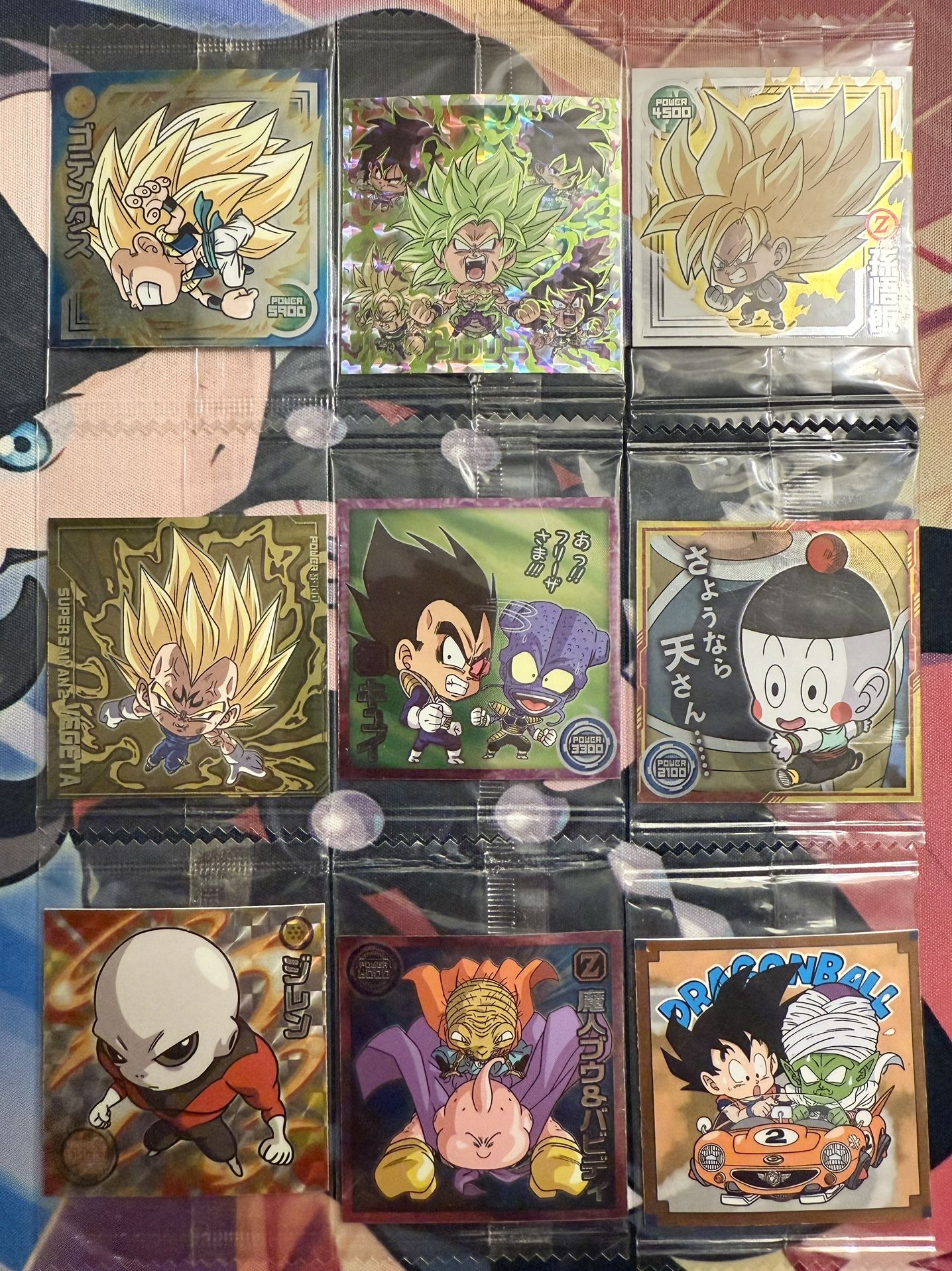Sealed Dragon Ball Super Warrior Seal Vegeta, Broly, Jiren Wafer Stickers (9pcs)