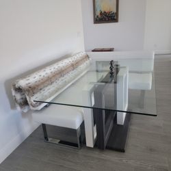 Glass Table & Dining Sectional Comb0