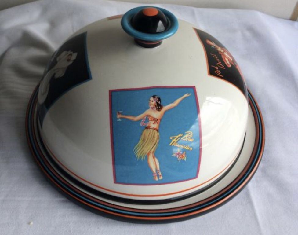Ceramic appetizer serving platter with cover