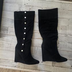 Black Wedged Boots Size 8