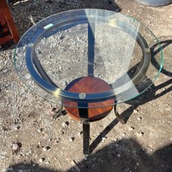 
Round Modern Glass, Metal &Wood End Table