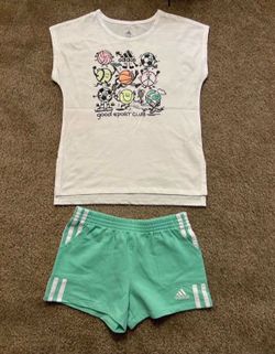 Tshirt and Short- Adidas for Girls, Size 6