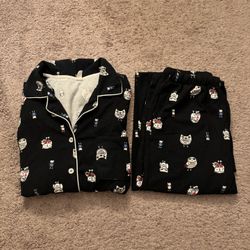 Small Long Sleeve Flannel Pajama Set with Owls