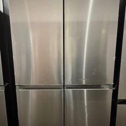 Samsung Bespoke 22 cu. ft. Counter Depth 4-Door French Door Refrigerator with Zero Clearance Fit.