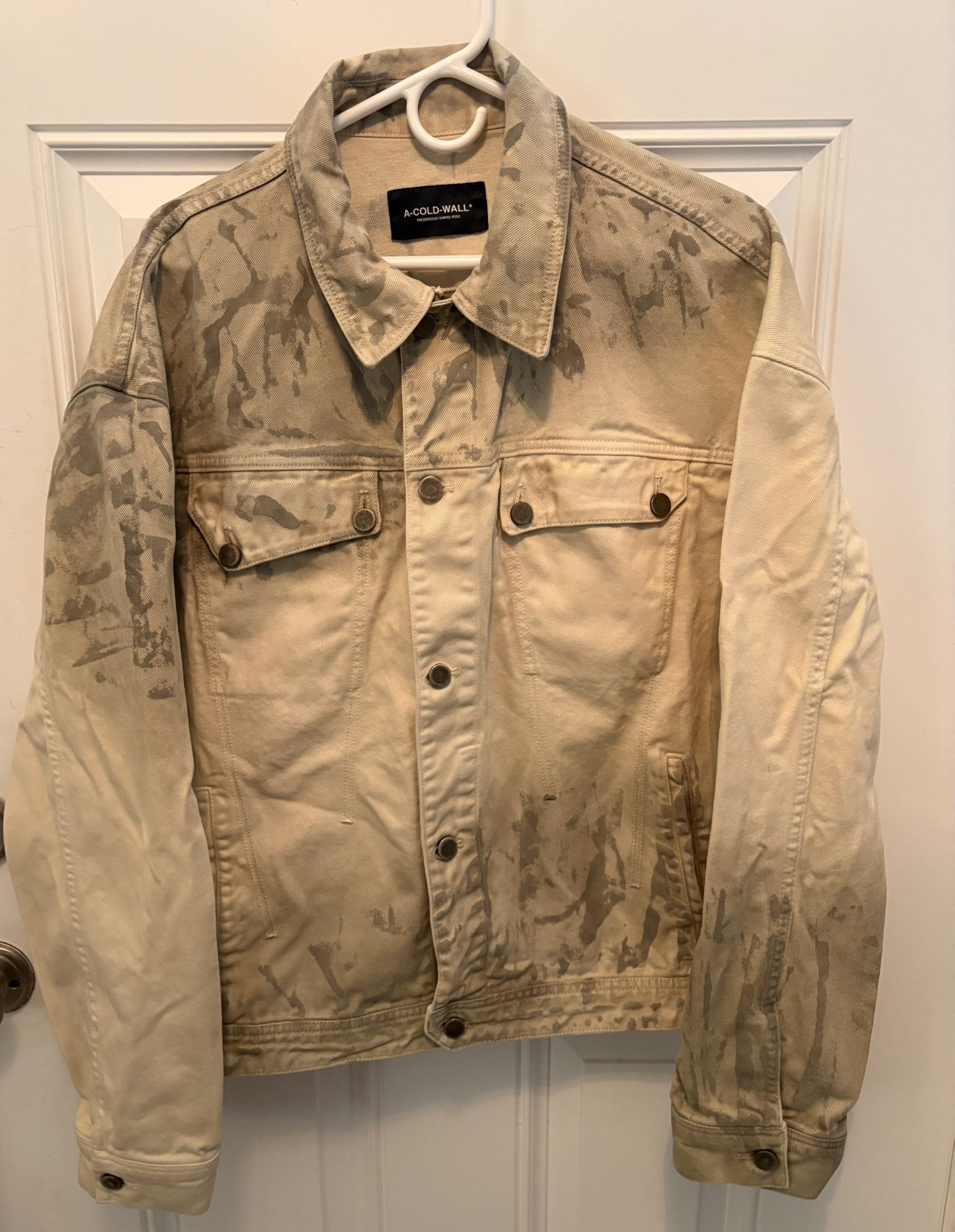 A-COLD-WALL* Corrosion denim jacket White/Gray. Mens Size 50
