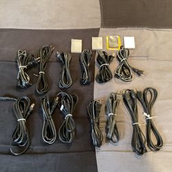 12 PS2 Power Cords And 1 PS Memory Cards And 3 Ps2 Memory Cards