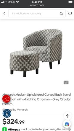 Barrel-Shaped Accent Chair with Matching Ottoman