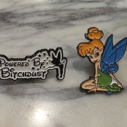 Peter Pan Tinkerbell Powered by Pixie Bitch Dust Enamel Pins 