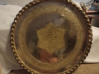 vintage large brass decorative serving tray