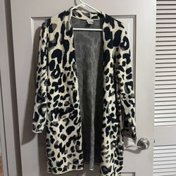 Chico's Women's Beige Black Open Front Cardigan With Pockets Size 2P 