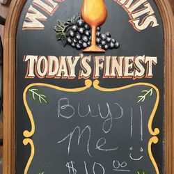 Wine and Spirits sign