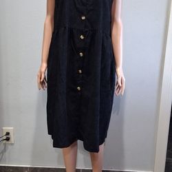 Black Corduroy Midi Dress/ Vestido De Pana Negro 