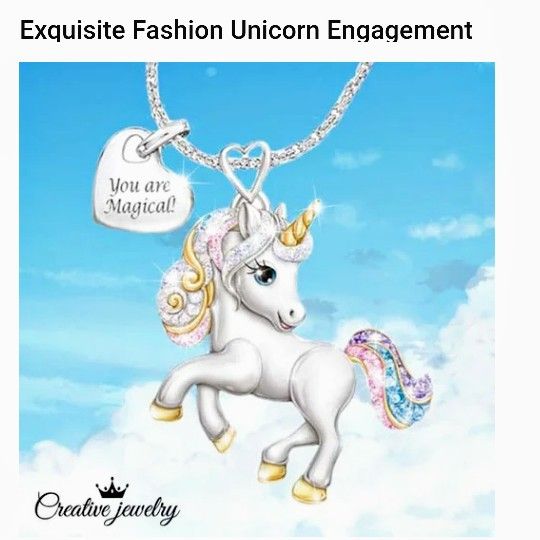Beautiful.925 Sterling Silver Unicorn girls Necklace