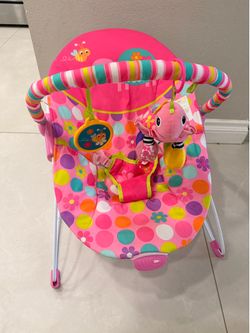 Baby Vibrating Bouncer Seat Pink Infant Rocker Chair