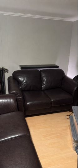 Dark Brown Leather 2-Seater Sofa