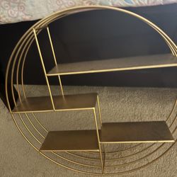 Gold Metal Round Wall Shelf 24 Inches 