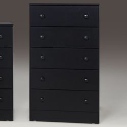 Black tall dresser five drawers