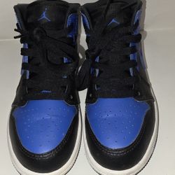 Nike Air Jordan 1 Mid Hyper Royal Blue Shoes Youth Size 1Y