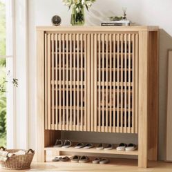 43" Tall Shoe Storage Cabinet with Doors, 8-Tier Entryway Shoe Cabinet with Adjustable Shelves, Modern Freestanding Shoes Rack Organizer Cabinet for E