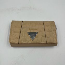 Guess Envelope Wallet Retro Croc Pattern Beige Embossed