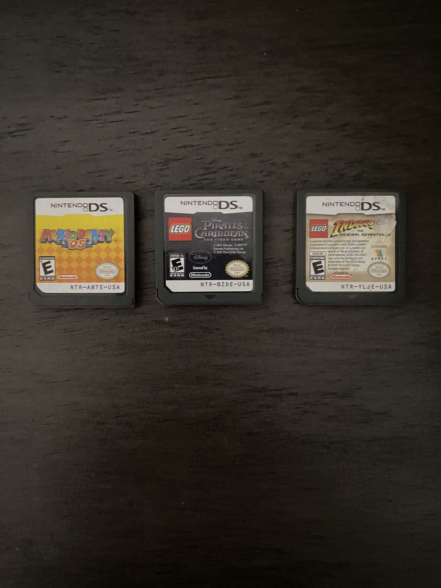 3 DS Games – Mario Party, LEGO Pirates, Indiana Jones – All Work PRICE IN DESCRIPTION