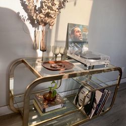 Vintage Brass & Glass console table — Milo Baughman
