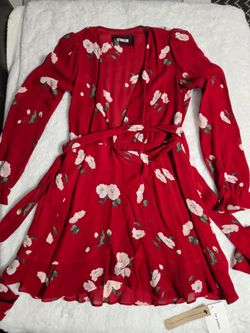 New reformation whitby floral wrap long sleeve dress