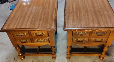 2 Vintage Sturdy wooden side tables