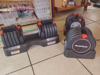 Nordic Track Adjustable Dumbbells up to 55 lbs each