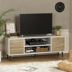 brand new already assembled , 2-Door TV Stand for TVs up to 65", White&Walnut