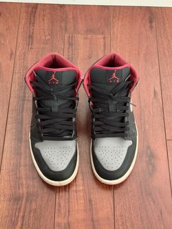 Air Jordan 1 Mid Black Grey Red Sneakers