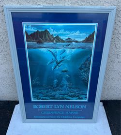 Robert Lyn Nelson Print Framed Greenpeace Hawaii Dolphins