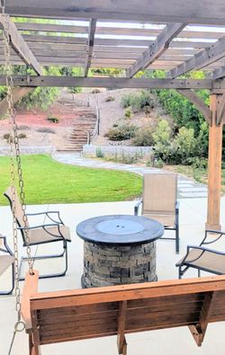 Portable Stacked Stone Fireplace Propane Table
