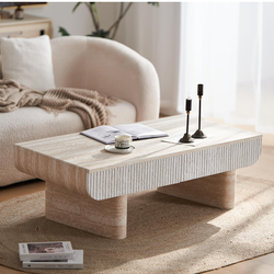 Brand New Faux Travertine Coffee table: size 47”x24”
