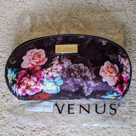 NEW Venus cosmetics makeup toiletry bag pouch purse with colorful floral flower design