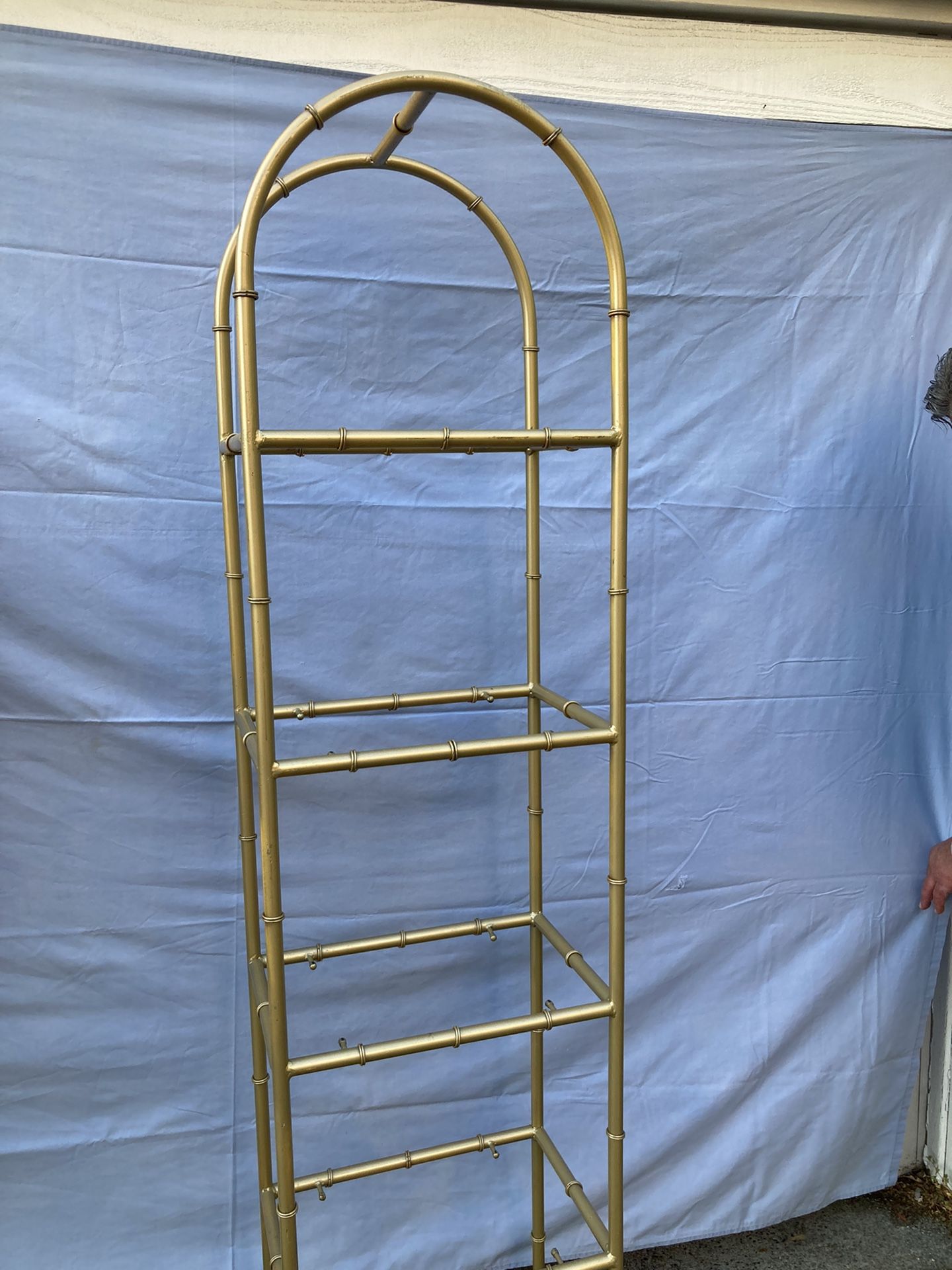 Vintage Metal Faux Bamboo Etagere Gold Shelf
