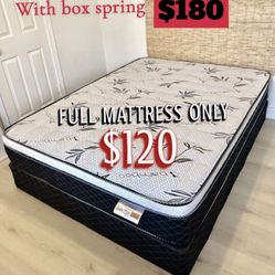 Full Size Pillow Top Mattress With Box Spring Included 