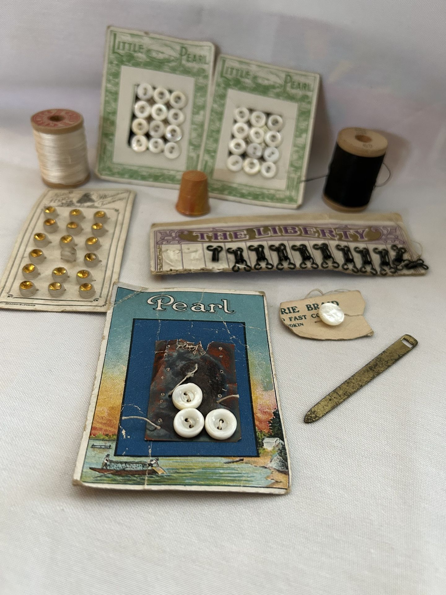 Antique Sewing Items-Buttons & Thread. Art Deco. Art Nouveau