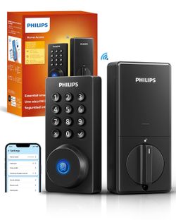 Philips Wi-Fi Door Lock, WiFi Smart Lock Keyless Entry Deadbolt For Front Door, Compatible With Alexa & Google Assistant, Remote Control, Built-In WiF