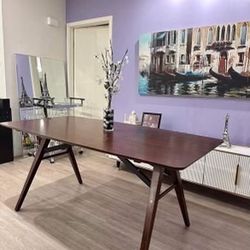 BRAND NEW🔥🔥🔥 Solid Wood Dinning Room Table, 67.3 inch Mid-Century Kitchen Table, Meeting Desk with Farmhouse Style, NO CHAIRS INCLUDED!!!!!