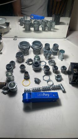 assortment of electrical conduit fittings (electricians)