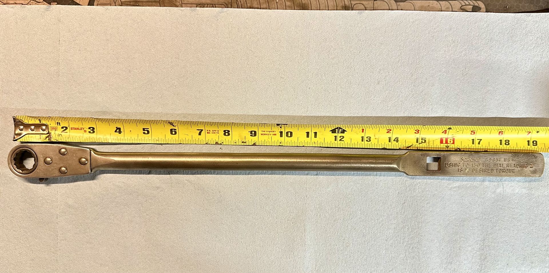 SNAP ON TOOLS S9837~1/2” Drive Ratcheting Torque Bar Extension~MADE IN U.S.A.