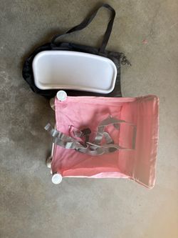 Pink baby foldable chair with table