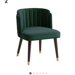 Set a four green velvet dining chairs