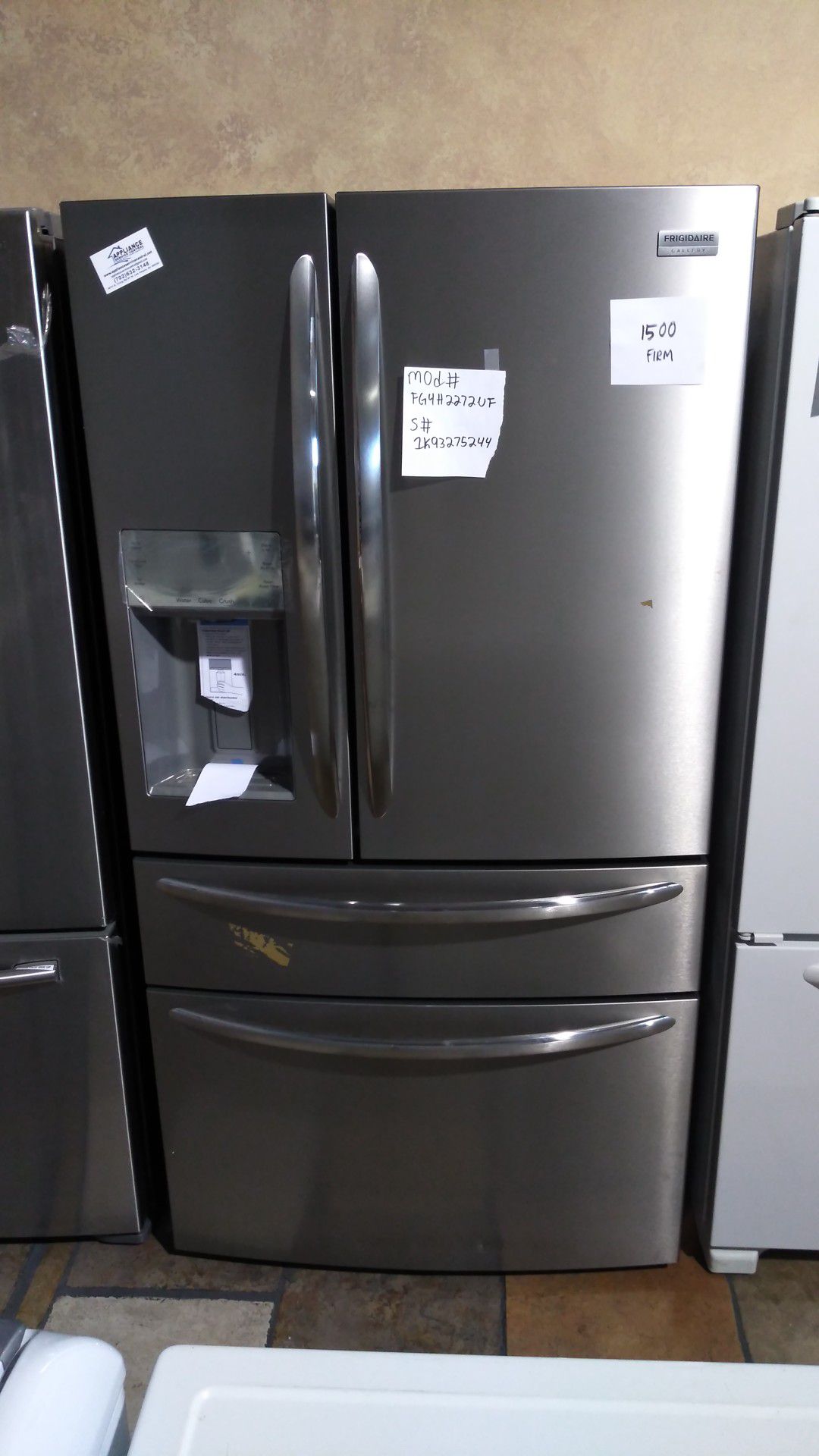 New S&D 4 door Refrigerator (Frigidaire) black stainless