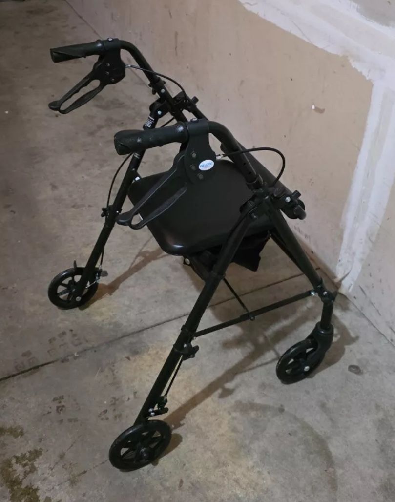 Equate Rolling Walker For Seniors Rollator Walker with Seat and Wheels Black