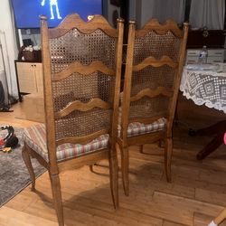 Vintage Cane Back French Provincial Dining Chairs – Set of 4