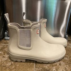 Mens Hunter Chelsea Rain Boots Light Grey US 11