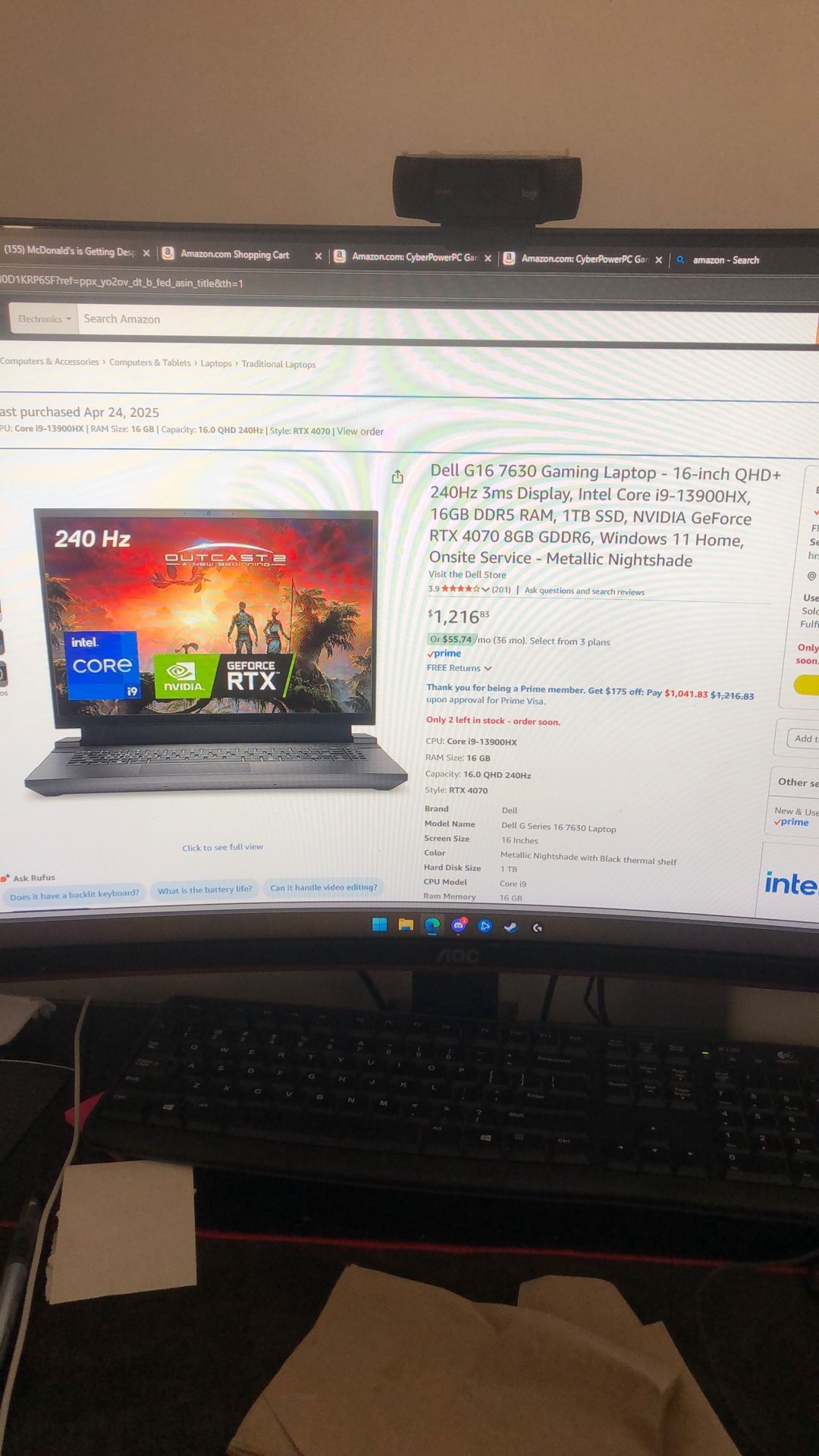 Dell G16 Gaming Laptop + Cooling Fan