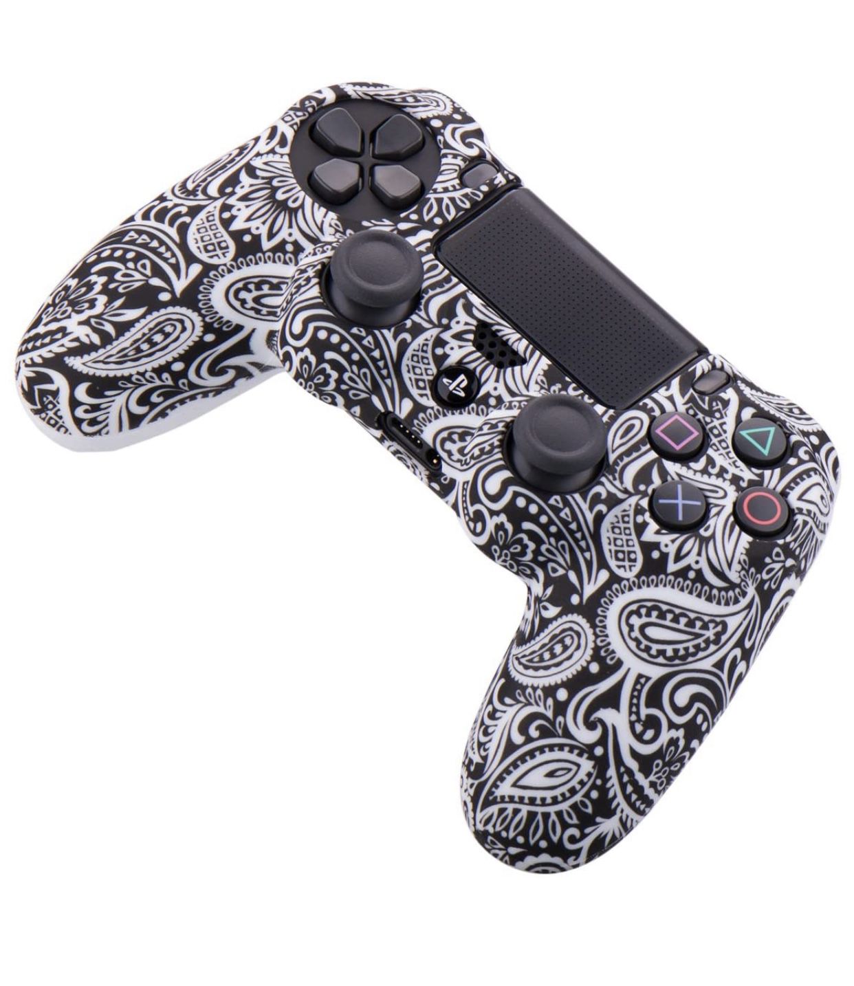 Water Transfer Printing Camouflage Silicone Cover Skin Case for Sony PS4/slim/Pro Dualshock 4 Controller x 1 (Flower)